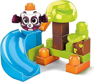Mega Bloks Peek A Blocks Panda Slide with Big Building Blocks, Building Toys for Toddlers (14 Pieces)