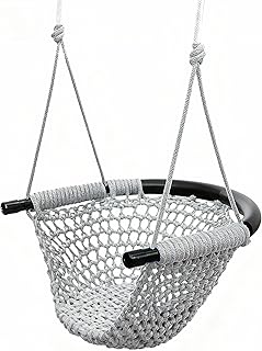 Hi-Na Tree Swing for Kids, Adjustable Toddler Rope Swing Seat with Snap Hooks and Straps, 440 lbs Capacity, Swingset Accessories for Indoor Porch Doorway Outdoor Playground Backyard (Gray)