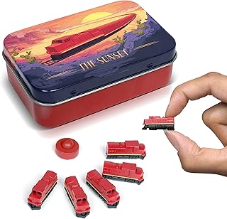 Sunset Deluxe Board Game Train Set | Player Pieces for Ticket to Ride and Other Adult, Family, and Kids Train Board Games | Upgraded Miniatures (Red)
