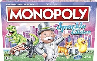 Hasbro Gaming Monopoly Sparkle Edition Board Game, Family Games, with Glittery Tokens, Pearlescent Dice, Sparkly Look, (Amazon Exclusive)