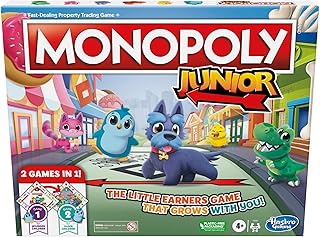 Hasbro Gaming Monopoly Junior, Family Board Game for 4+ Year Old Kids, Strategy Games for 2-6 Players, Fun Christmas and Birthday Party Gift Idea for Boys and Girls