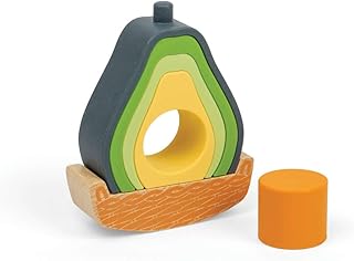 Bigjigs Toys Rocking Avocado - 6 Piece Silicone Stacking Toy, Avocado Gifts, Sensory Toys, Stacking Rings, Baby Toys 12 Months, Sustainably Made