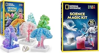 NATIONAL GEOGRAPHIC Craft Kits for Kids - Crystal Growing Kit, Grow 6 Crystal Trees in Just 6 Hours, Educational & Magic Chemistry Set – Science Kit for Kids with 10 Amazing Magic Tricks, STEM