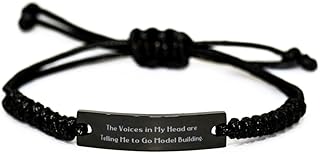 The Voices in My. Model Building Black Rope Bracelet, Perfect Model Building Gifts, Engraved Bracelet For Friends from Friends, KNex, Erector Set, Tinker Toys, Lincoln Logs