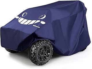 ANPABO Kids Ride On Toy Car Cover with Pattern, Universal Fit, All Weather Waterproof Snowproof Windproof UV Protection, 2X Heavier Oxford, Cover for Power Wheels Jeep Truck, Blue