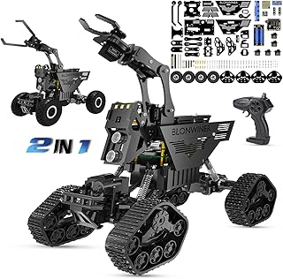 Robot Car Kit, 2 in 1 Smart Robotics Arm Building Toy for Raspberry Pi Python Coding, STEM Programming Tank Kits with Camera (Without RPi Board)