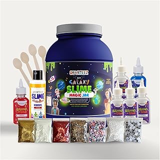 SMARTEEZ Galaxy Slime Magic JAR | Galaxy Slime KIT | Slime Making KIT | 25+ Combinations | Glow in The Dark | Metallic | Non Toxic | Safe | Kid Friendly | Jelly Putty Toys