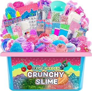 Unicorn Fruit Garden Crunchy Slime Kit,Ice Screen Cake Slime Sparkling Slime Making Kit,Foam, Jelly Cube Slime for Party Favors Kids Boys Girls Birthday Carnival Treasure Classroom Prizes