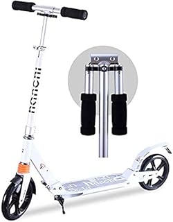 Scooters Kick Scooter for Adults Kids Adult Scooters with Folding Handle Portable Commuter Scooters with Big Wheels Birthday Gifts for Adults/Teens/Kids Up to 100kg Non-Electric (Color : White)