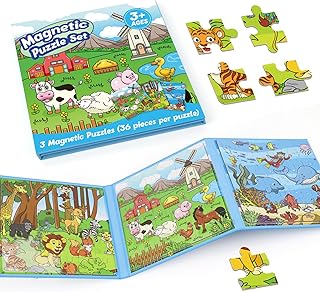 Magnetic Puzzles for Toddlers 3-5,36 Pieces Travel Puzzles Games for Kids,Airplane Car Road Trip Activities,Activity Book,Animal Magnet Toys for 3 4 5 6 Year Old Boys Girls Birthday