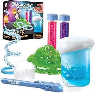 Discovery™ Reaction Lab Chemistry Set – 41 STEM Experiments for Kids| Includes Black Light Pen, Crystal Growing, Slime, Goo| Educational Learning Toy| Science Activity Kit| Boys & Girls Gift| Age 8+