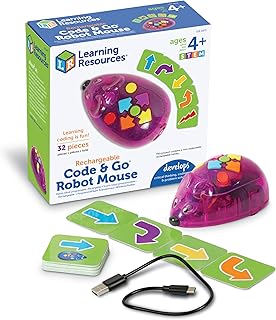 Learning Resources Rechargeable Code & Go Robot Mouse - STEM Toys for Kids, Coding Toys for Boys and Girls Ages 4+