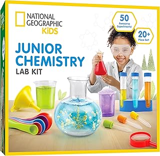 National Geographic Junior Chemistry Set - Complete Early Learning Lab Kit with 50 Science Experiments for Kids and 20+ Lab Tools, Chemistry Set, Science Experiments for Kids 4-6