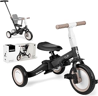 KikkaBoo 5-in-1 Baby Evolutionary Tricycle Flip, Bicycle Children from 1 Year to 5 Years, Trike, Tricycle to Bike with or Without Pedals, Adjustable and Transformable, Black