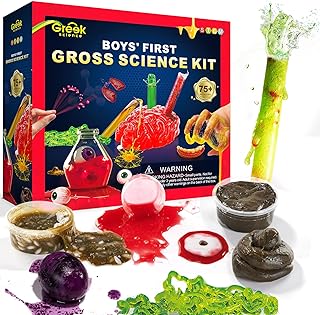75+ Gross Science Kit for Boys, Science Slime Kit, Christmas Birthday Gift Ideas for Kids 8-10-12, Chemistry Set with Brain Dissection, Poop Experiment, STEM Toys