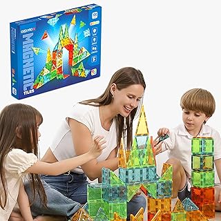 Geomag Magnetic Tiles Gems 100 - Magnetic Buildings 100 Pieces 3D Panels - Educational Blocks Magnets Set Toys for Kids Creativity Montessori for 3+ Years
