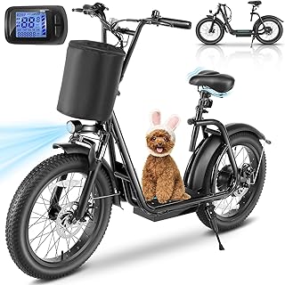 Caroma Peak 800W/1200W Electric Scooter with Seat, Max 15/20/30Miles&20MPH, 14"/20" Tires Foldable Adult Electric Scooter with Basket for Pets & Cargo, Dual Shock Absorbing EScooter for Commuting