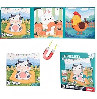 Magnetic Puzzles for Kids Ages 3 5 4 6, Toddlers Toys Jigsaw Puzzle Book Learning Activities, Magnet Travel Toys for Car Plane Road Trip, for 3-6 Year Old Boys Girls Birthday (Farm)