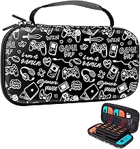 Vimorco Black Nintendo Switch Case, Gamer Nintendo Switch OLED Case, for Nintendo Switch Carrying Cover, Switch Travel Cover 16 Game Card Slots,Hard Shell for Console Games & Joy-Con