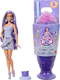 Barbie Pop Reveal Series Fashion Doll & Accessories Set, Treat Series, Donut Dreams Theme with Pet, 8 Surprises Include Color Change