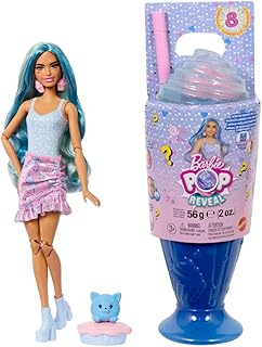 Barbie Pop Reveal Series Fashion Doll & Accessories Set, Treat Series, Cool Cupcake Theme with Pet, 8 Surprises Include Color Change