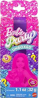 Barbie Party Unboxed Chelsea Doll Set, Glam Party Series with 6 Surprises Including Pet & Color Change (Styles May Vary)