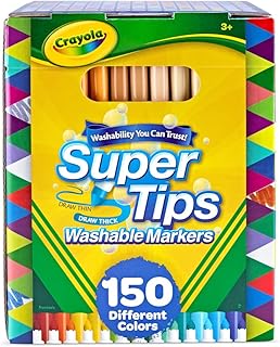 Crayola Super Tips Marker Set (150ct), 2-in-1 Fine Point & Broad Line Markers for Kids, Gifts for Kids, Colored Markers for Coloring Books, 3+