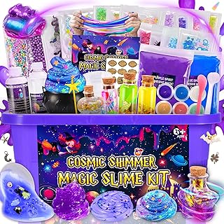 Magic Galaxy Slime Kit for Kids 6-12, DIY Butter Slime Making Kit with Glitter Powder, Galaxy Stickers & Dark Matter Creative Sensory Toys, Fun Birthday Gift for 6-12 Year Olds Girls Boys