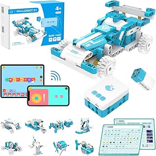 WhalesBot D1 21-in-1 STEM Coding Robot Kit for Kids (Ages 4+), 280+ Pieces Educational Building Set with APP-Controlled & Programming, 3D APP Guidance, Ideal Toy Gift for Boys & Girls