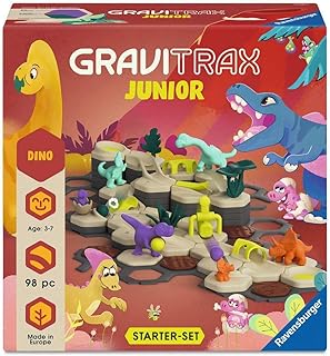 Ravensburger GraviTrax Junior Starter Set L Dino 24586 - Expandable marble run for children, made of environmentally friendly materials with theme worlds, educational and construction toy from 3 years