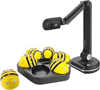 6 STEM Bee Bots Coding Robot See & Say Version, 1 Docking Station with Free Joyusing V500S 8MP Document Camera | Educational Programming Classroom & Online Teaching Learn Robotics