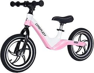 12" Balance Bike for Kids 3-6 Years Old, Bicolored Magnesium Alloy Frame, Alumimum Alloy Wheel Hub and Comfortable Inflatable Tires