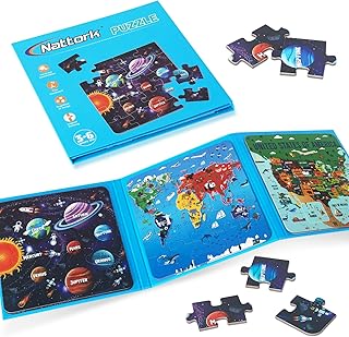Nattork Map Magnetic Puzzle Book for Toddlers 3-5 Girls Boys, Travel Puzzles Game for Kids Ages 3-6, Learning Magnet with Fun for 3 4 5 6 Years Old Children Boys Girls - Gift Idea for Birthdays