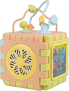 DOLU: 2-in-1 Educational Cube & Puzzle - Turn-Twist-Spin Activity Play Toy, Unfolds Flat, Block Shapes-Colors-Dimensions Learning, Toddlers Kids 12mo+