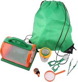 DECHOUS 7pcs Portable Insects Observation Kit Telescope Magnifying Lens for Boy Girl for Camping Outdoor Adventures Green