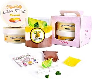 FINOCLAY Slime Kit for Girls, 2 Pack Scented Butter Slime with Fruit Charms, Soft & Non-Sticky DIY Cake Making Set in Gift Box,Non-Toxic Fun Sensory Toys Gift for Kids Holiday Birthday Party