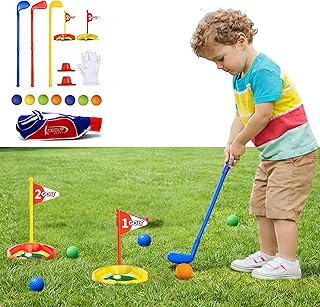 Atlasonix Toddler Golf Set - Toddler Golf Clubs | Kids Golf Clubs Includes Kid Golfer Bag, Gloves, 8 Balls and 4 Sticks - Sports and Outdoor Play Toys, Outdoor Toys, Kids Outdoor Play Equipment