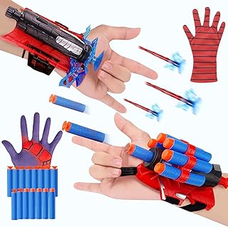 Spider Web Shooters, Superhero Toys, Spider Web Plastic Launcher Glove with Wrist Toy Set, Safe Outdoor Action Toys for Boys and Girls-4 Years and Up, AllSaints'Day Christmas Birthday Party (AB, 2)