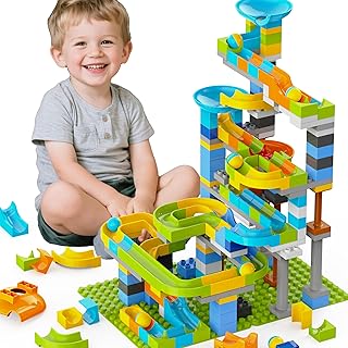 3in1 Marble Runs for Kids 3-5, 203pcs Compatible with Lego DUPLOS for Age 2-5, Marble Runs for Kids 4-8, STEM Building Toys, Toddler Toy, Marble Track, Marble Run Toy, Montessori Toy Gift for Age 3+