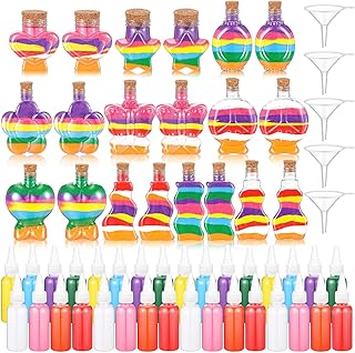 JellyArch 228 Pcs Sand Art Bottle Kit Include Crafts Containers Bulk, Colored Sand and Small Plastic Funnels for Party Favor Birthday Wedding Decoration DIY Crafts Supplies