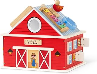 Monläurd® Wooden Farm Activity Center for Toddlers 1-3, 12-in-1 Montessori Busy Board Sensory Play Center, Large Barn Activity Cube Toy for Baby Fine Motor Skills, Daycare & Preschool Learning