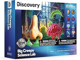 Discovery™ Big Creepy Science Lab – 65 Experiments STEM Kit for Kids| Slime, Reactions, Crystals & Gross Science| Educational Learning Project Activity Set| Chemistry & Physics Toy Gift| Ages 8+