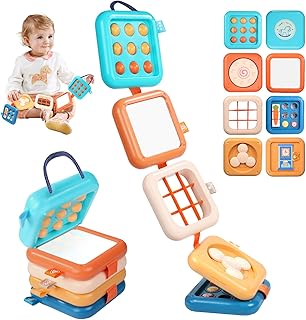 Busy Board for Toddler 2-4, Montessori Sensory Toys for 2 3 4 Year Old, Infant Carseat Travel Airplane Activity Busy Cube Toys, Learning Eductational Toys 18 Months Baby Boys Girls Gifts