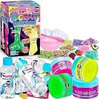 1:1 Scented Fruit Glue Slime Kit for Kids, FunKidz Neon Slime Making Kit for Girls Ages 6-12 Activities Craft Gifts Includes Color Glue and Super Clear Slime Activator to Make Slime Toys