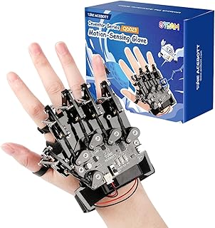 ESP32 Motion-Sensing Glove Supports Arduino, ACECode & Python，DIY Robotic Mechanical Hand STEM Toy Starter Kit Five Fingers Arm for Robot Kit Control, Science/Coding/Programming Set