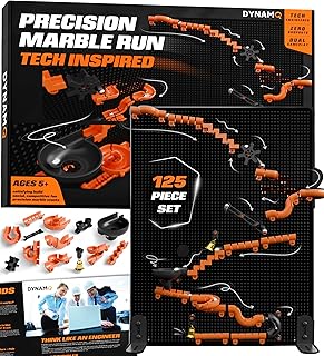 Precision Marble Run - 125 Piece STEM Building Set - Educational Learning Science Toys Kits for Kids Ages 5+ Adults - 3D Marble Maze Construction Game, Christmas Birthday Gifts for Boys, STEM Project