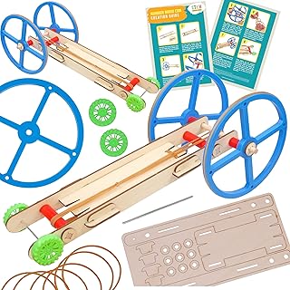 Rubber Band Car Kit (2-Pack) – Classroom STEM Engineering Project, DIY Wooden Cars for Physics & Motion Lessons, Educational Science Kits for Grades 3-8