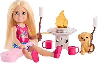 Barbie Chelsea Outdoor Adventures Playset, Family & Friends Set with Small Blonde Doll, Pet Puppy & 5+ Camping Accessories