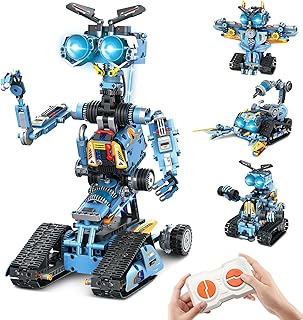 OKKIDY Robot Building Toys for Kids, 4-in-1 Rechargeable Remote Control RC Robotics STEM Building Block Kit RC Wall/Engineer Robot Toys for Boys Girls Ages 6 7 8 9 10 11 12+ (813PCS)
