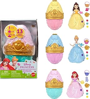 Mattel Disney Princess Toys, Small Doll Easter Egg Surprise with 1 Princess, 2 Skirts & 10 Play Accessories (Styles May Vary), Inspired by Movies
